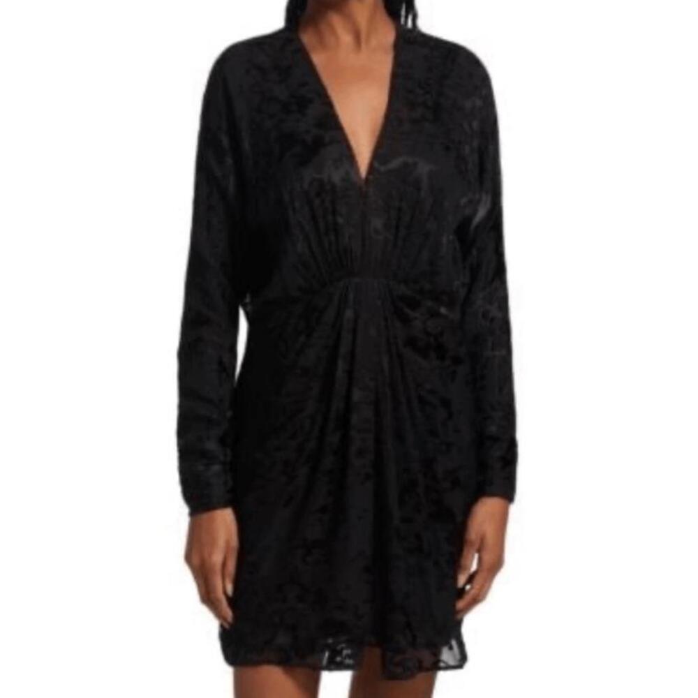 NWT Rag & Bone $550 Eloise Velvet Burnout Silk Blend Mini Black Dress 4 Goth